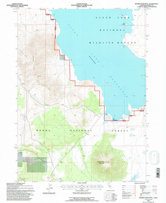 Classic USGS Double Head Mountain California 7.5'x7.5' Topo Map Image
