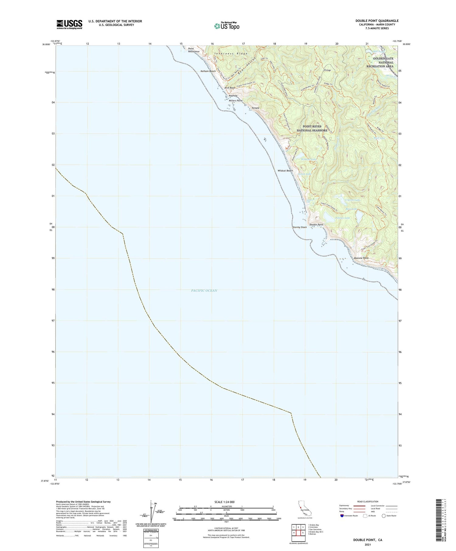 Double Point California US Topo Map Image