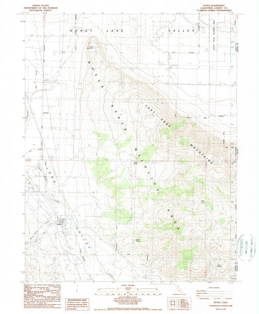 Classic USGS Doyle California 7.5'x7.5' Topo Map Image