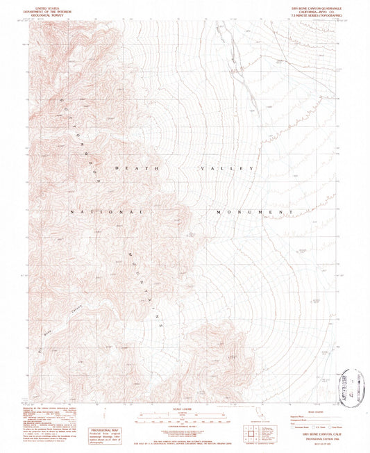 Classic USGS Dry Bone Canyon California 7.5'x7.5' Topo Map Image