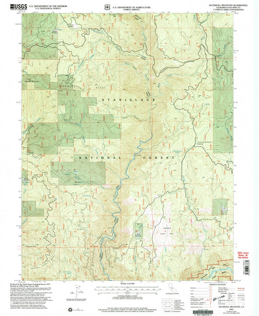 Classic USGS Duckwall Mountain California 7.5'x7.5' Topo Map Image