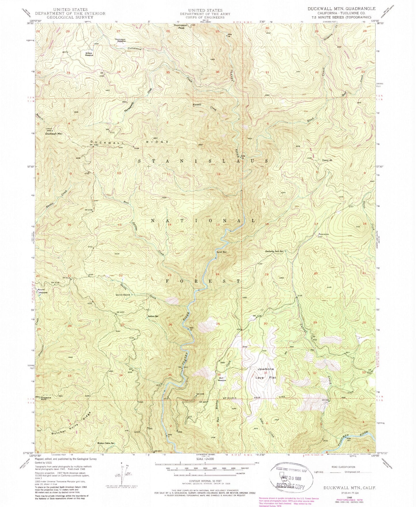 Classic USGS Duckwall Mountain California 7.5'x7.5' Topo Map Image