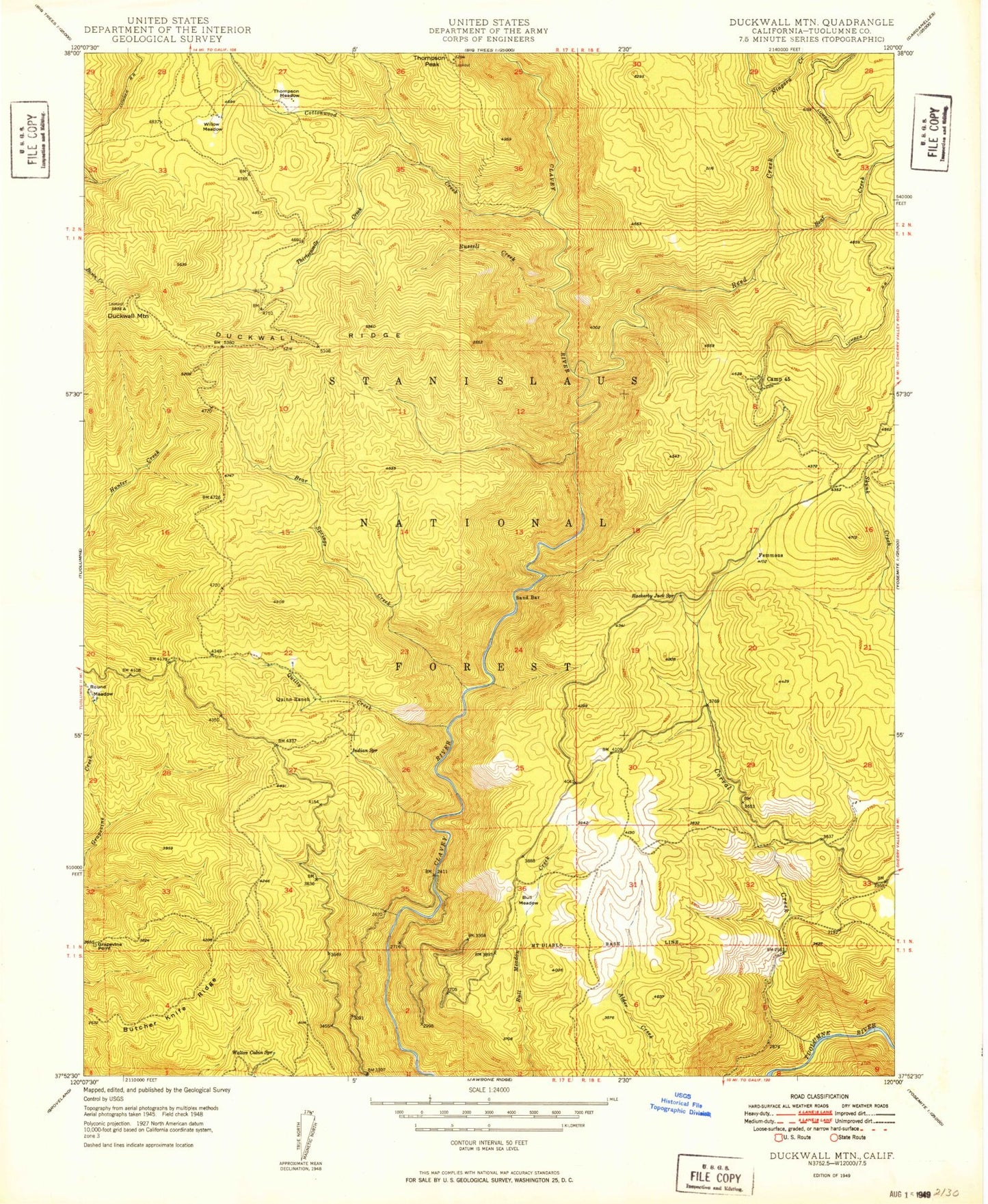 Classic USGS Duckwall Mountain California 7.5'x7.5' Topo Map Image