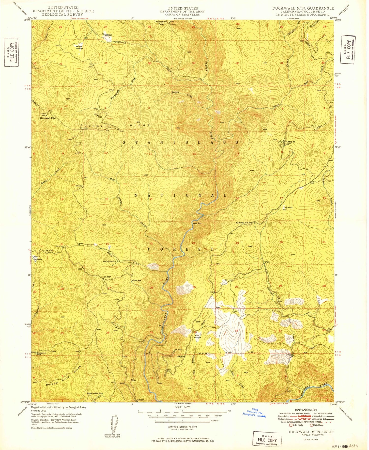 Classic USGS Duckwall Mountain California 7.5'x7.5' Topo Map Image