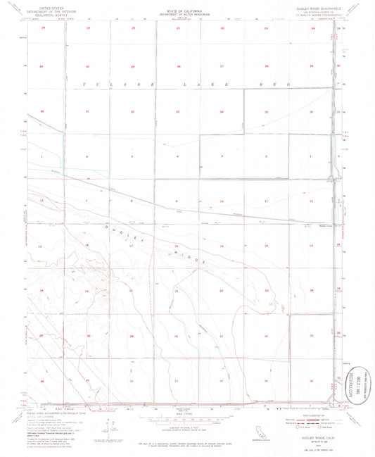 Classic USGS Dudley Ridge California 7.5'x7.5' Topo Map Image