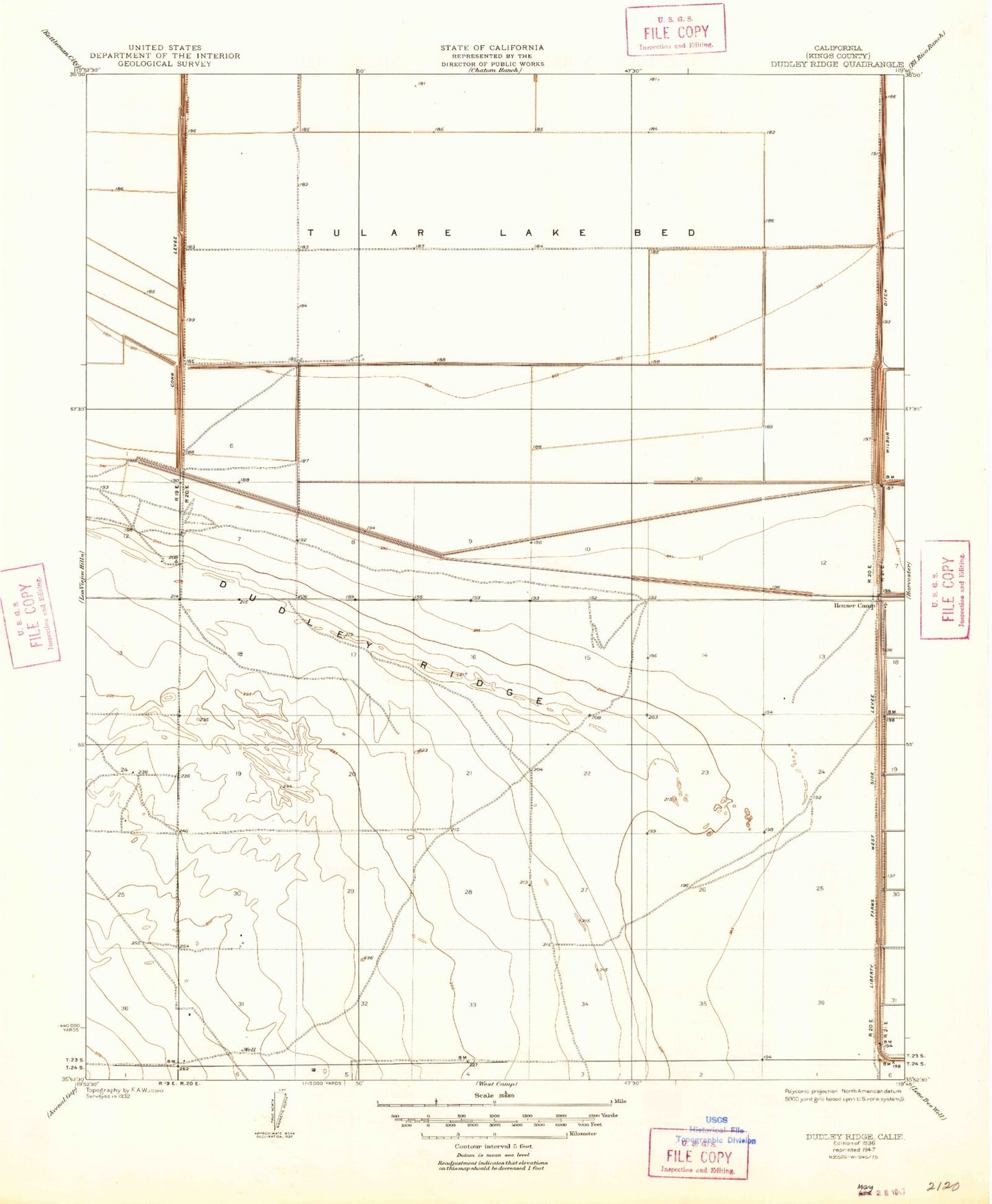 Classic USGS Dudley Ridge California 7.5'x7.5' Topo Map Image