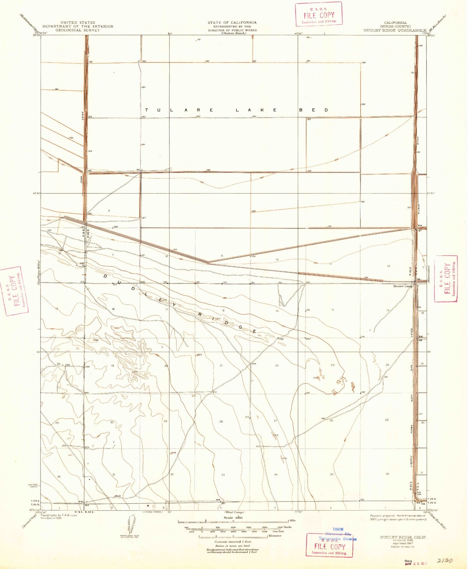 Classic USGS Dudley Ridge California 7.5'x7.5' Topo Map Image