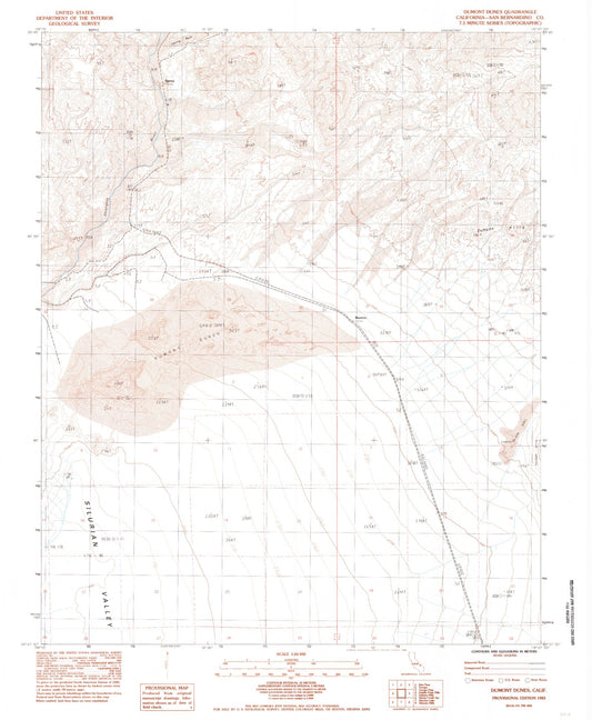 Classic USGS Dumont Dunes California 7.5'x7.5' Topo Map Image