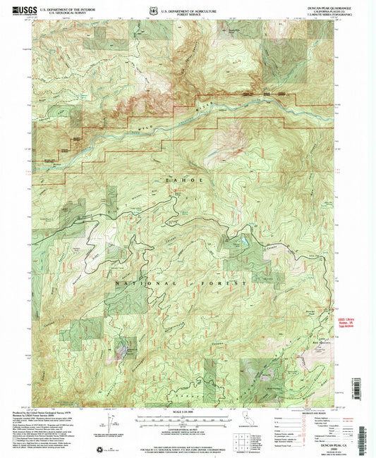 Classic USGS Duncan Peak California 7.5'x7.5' Topo Map Image