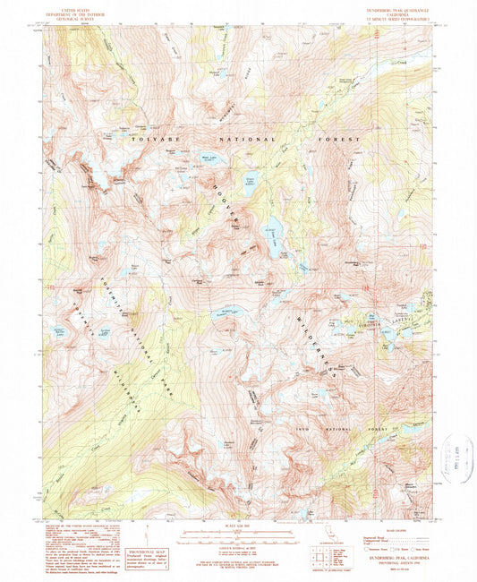USGS Classic Dunderberg Peak California 7.5'x7.5' Topo Map Image