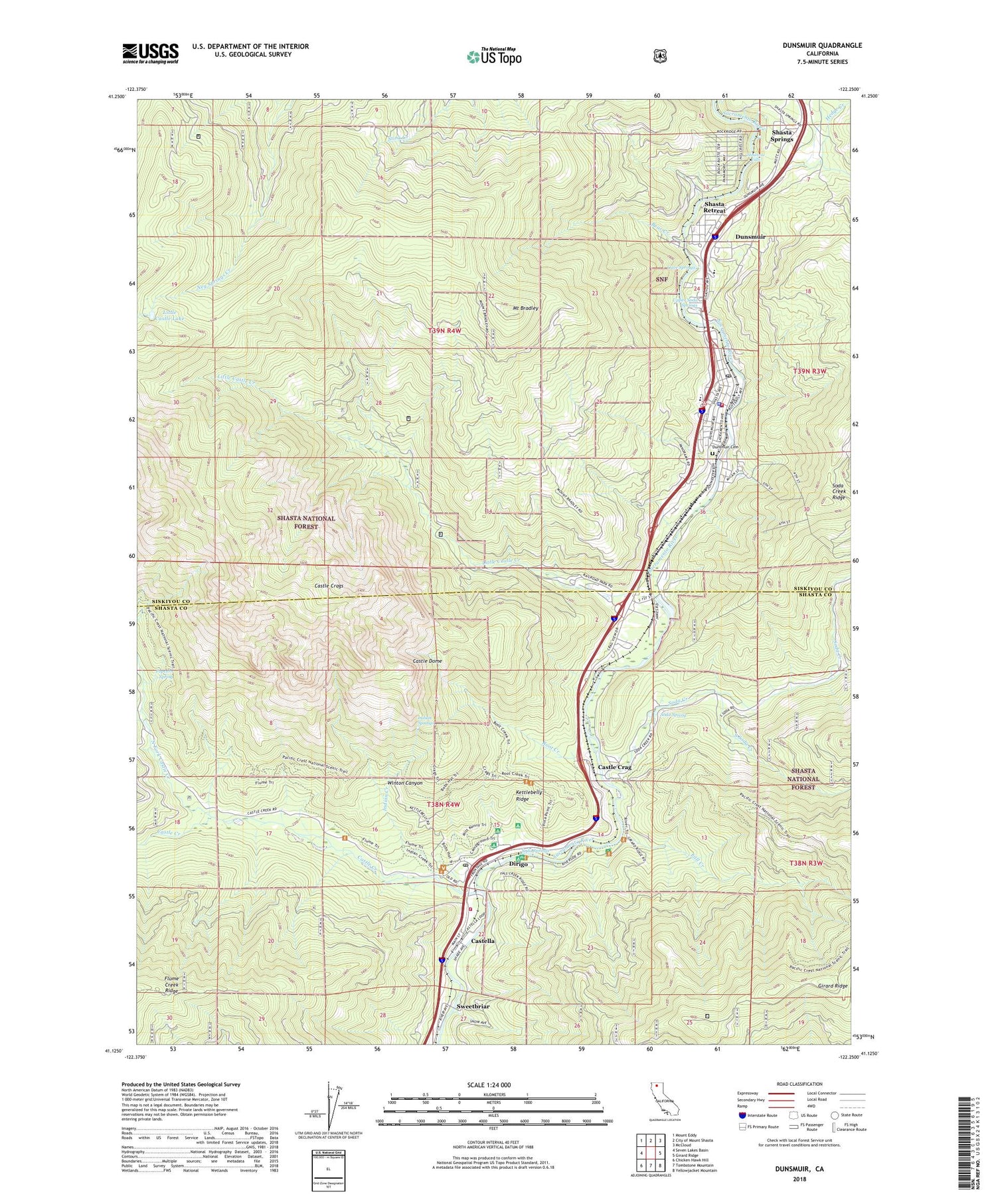 Dunsmuir California US Topo Map Image