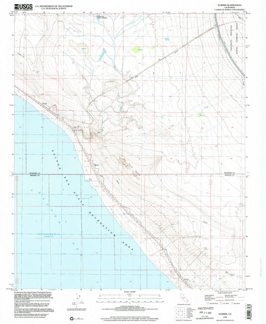 Classic USGS Durmid California 7.5'x7.5' Topo Map Image