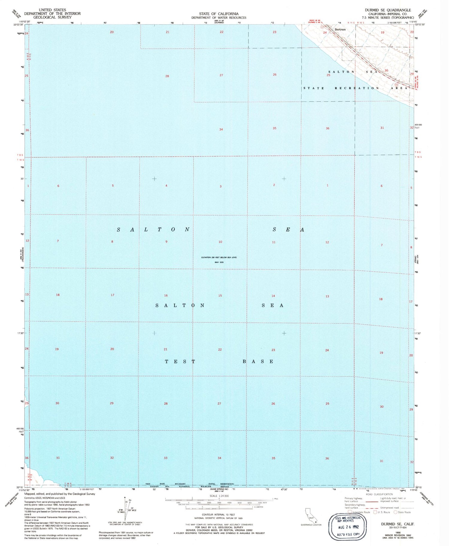 Classic USGS Durmid SE California 7.5'x7.5' Topo Map Image