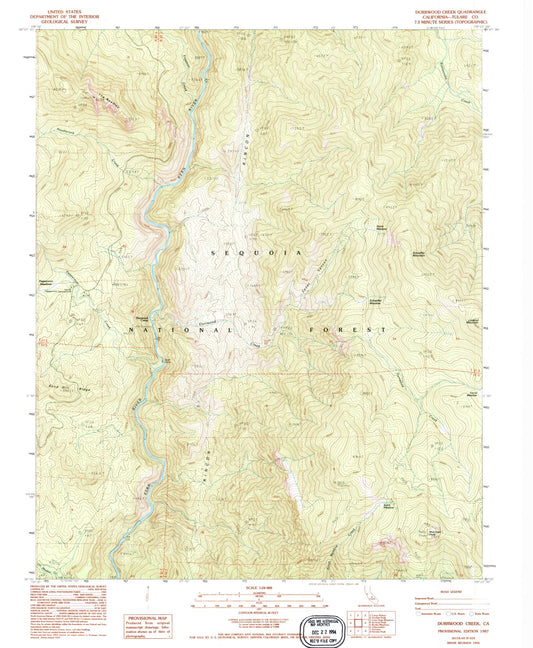 Classic USGS Durrwood Creek California 7.5'x7.5' Topo Map Image