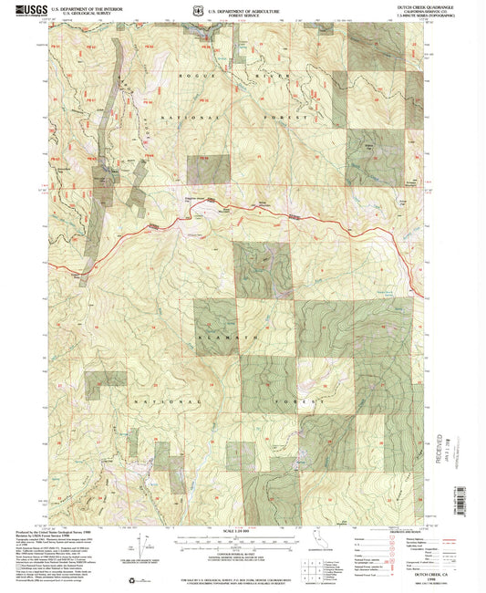 Classic USGS Dutch Creek California 7.5'x7.5' Topo Map Image