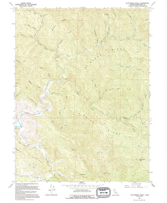 Classic USGS Dutchmans Knoll California 7.5'x7.5' Topo Map Image