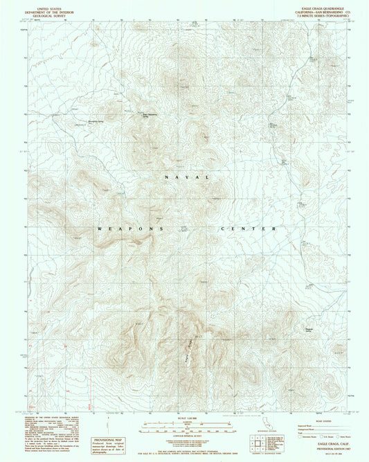 Classic USGS Eagle Crags California 7.5'x7.5' Topo Map Image