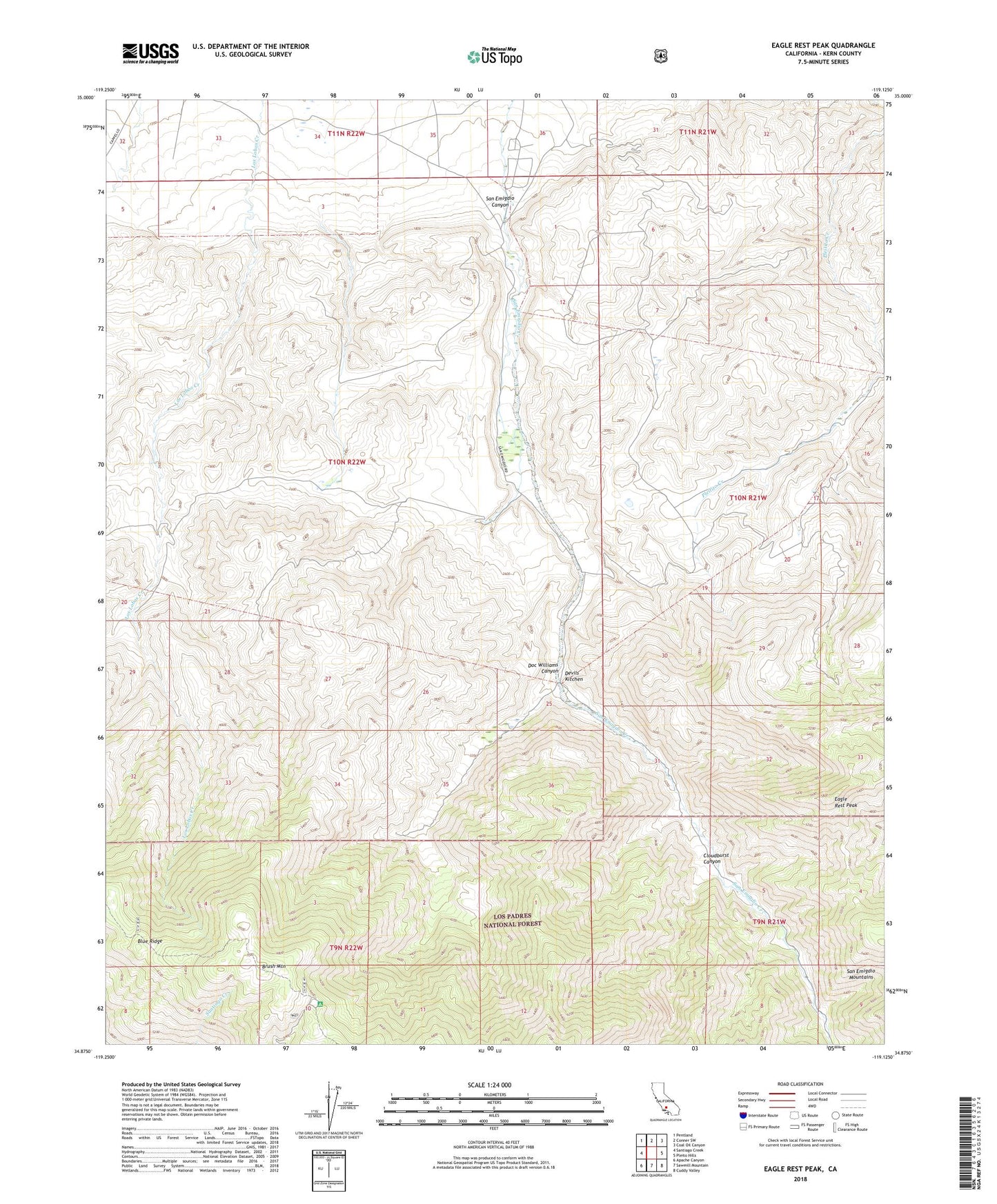 Eagle Rest Peak California US Topo Map Image