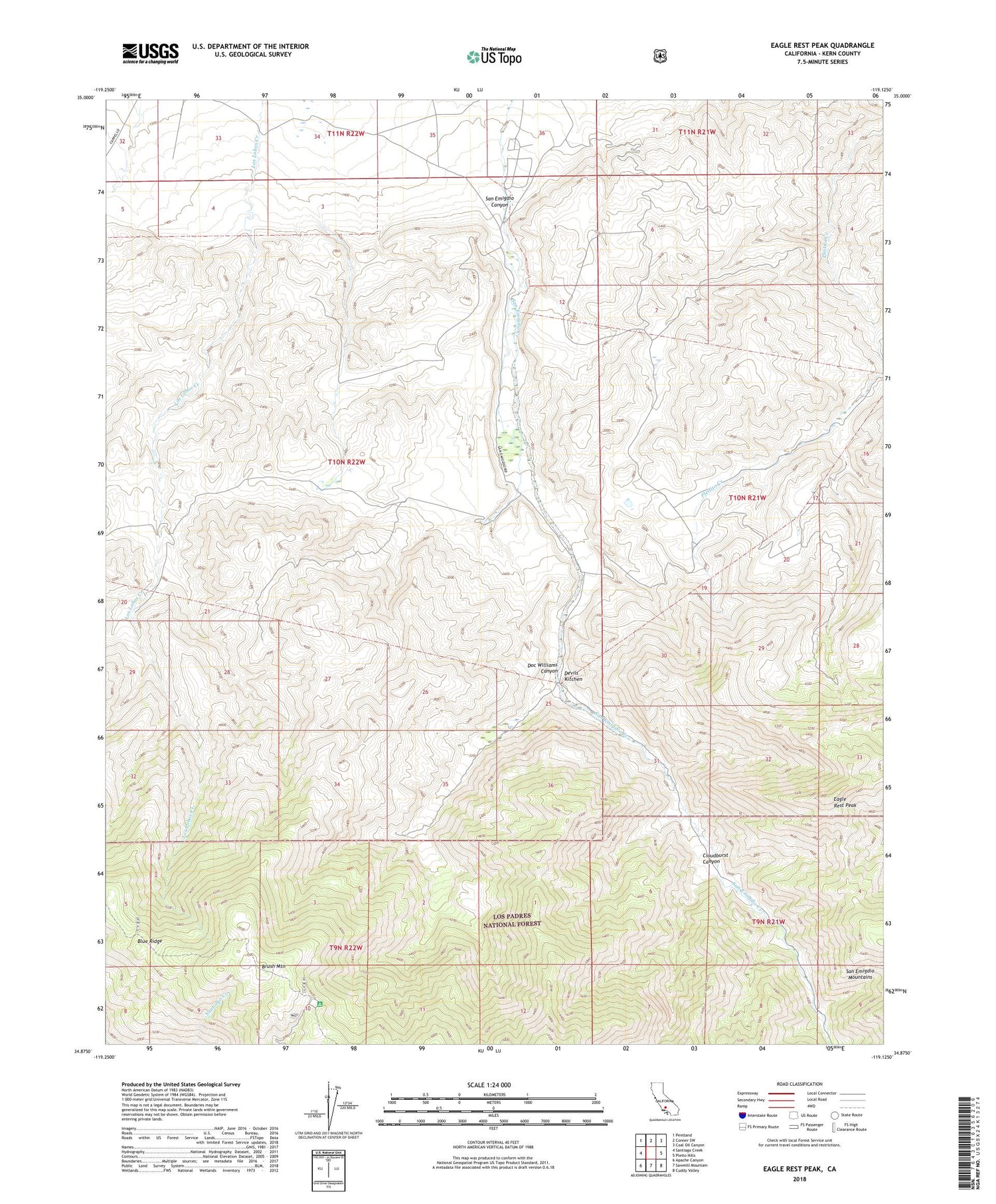 Eagle Rest Peak California US Topo Map Image
