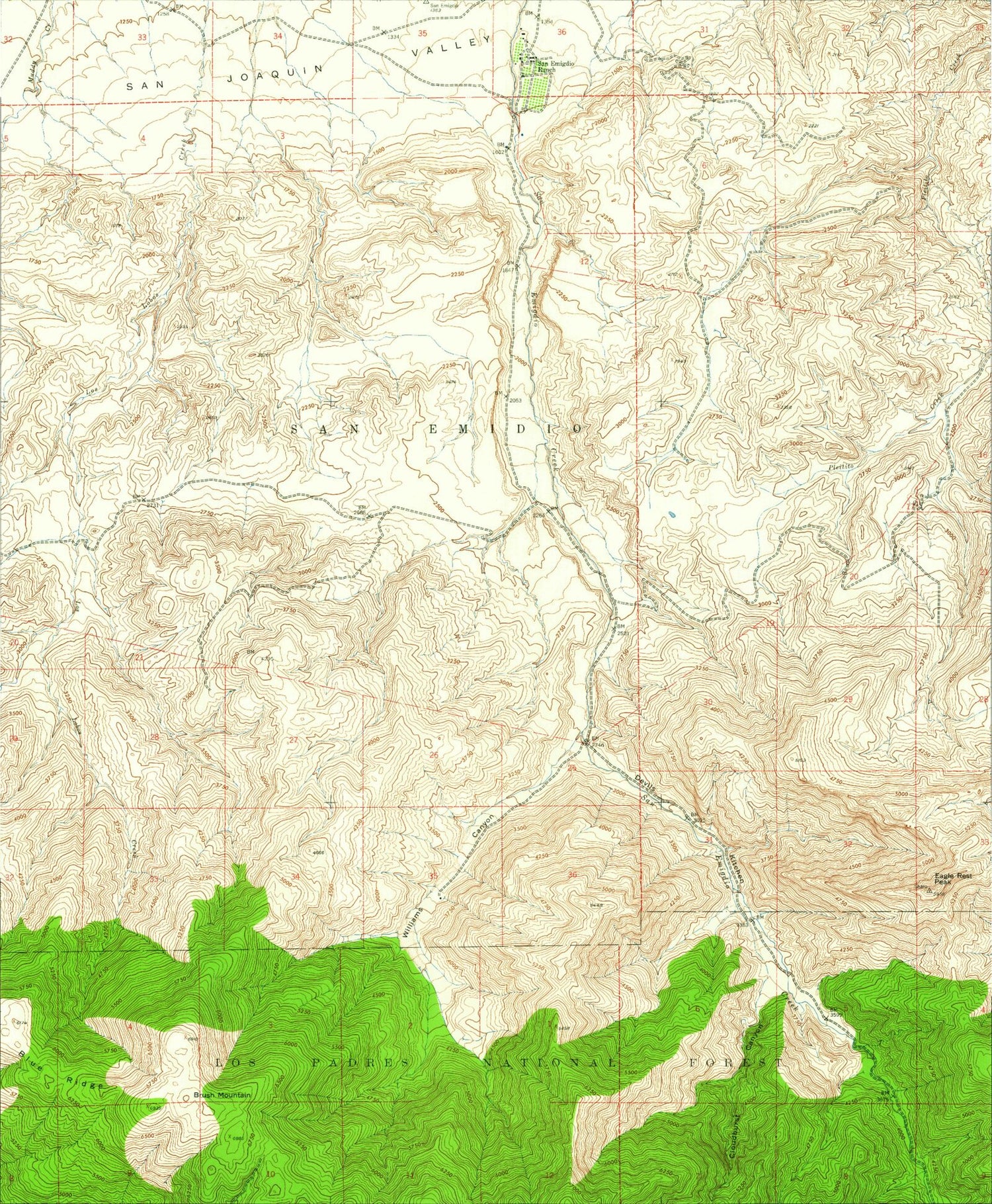 Classic USGS Eagle Rest Peak California 7.5'x7.5' Topo Map Image
