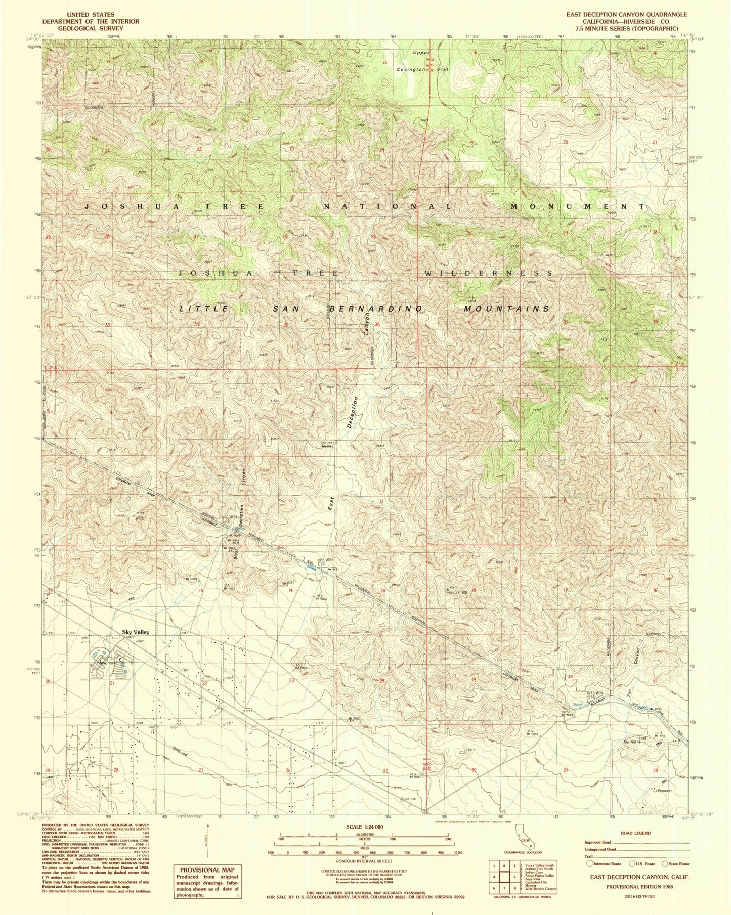 Classic USGS East Deception Canyon California 7.5'x7.5' Topo Map Image