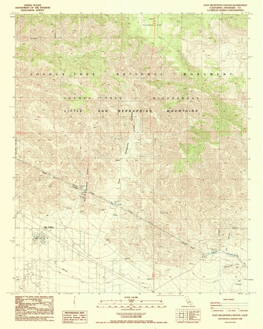 Classic USGS East Deception Canyon California 7.5'x7.5' Topo Map Image