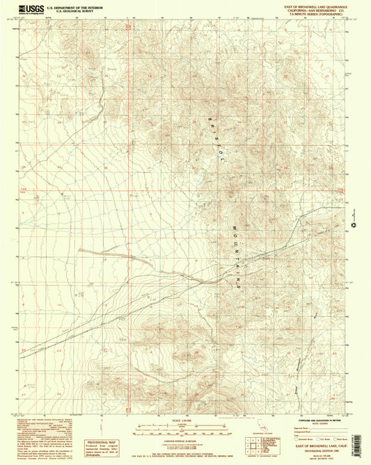 Classic USGS East of Broadwell Lake California 7.5'x7.5' Topo Map Image