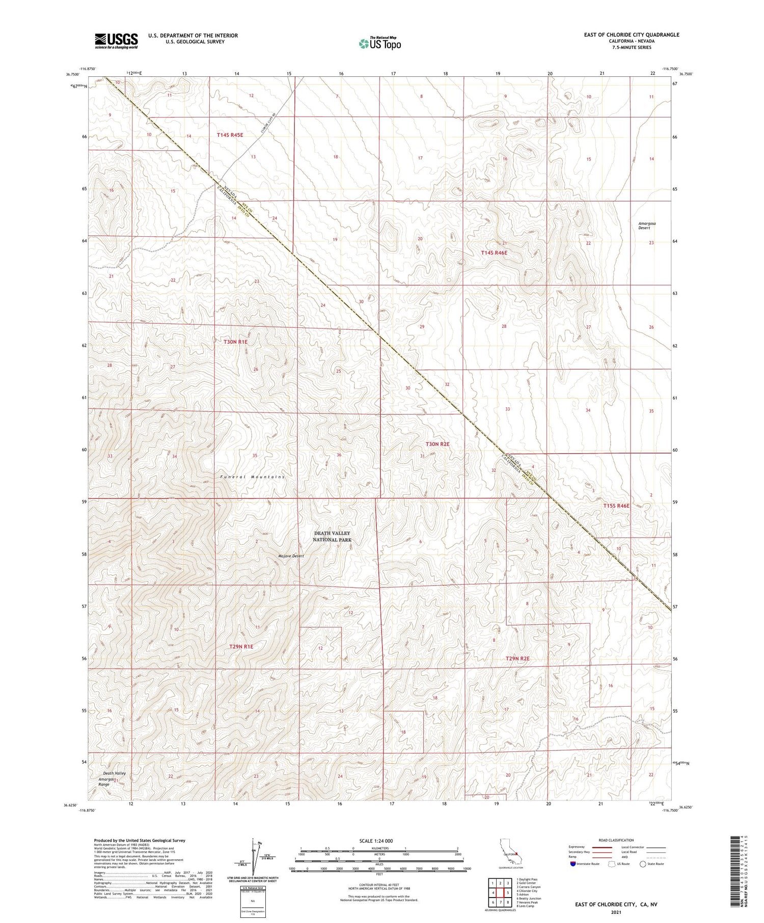 East of Chloride City California US Topo Map Image