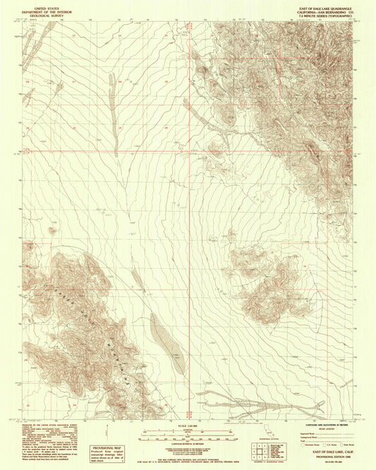 Classic USGS East of Dale Lake California 7.5'x7.5' Topo Map Image
