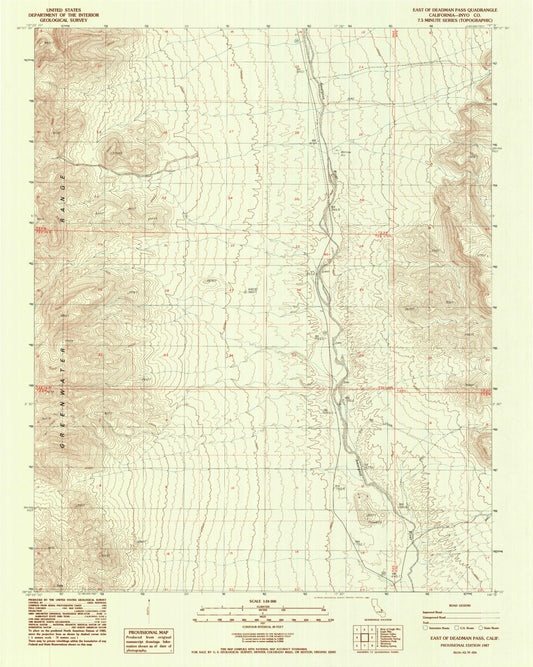 Classic USGS East of Deadman Pass California 7.5'x7.5' Topo Map Image
