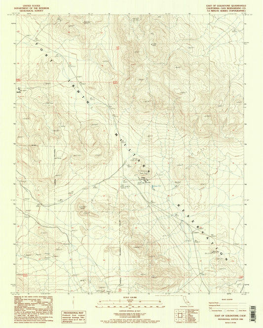 Classic USGS East of Goldstone California 7.5'x7.5' Topo Map Image