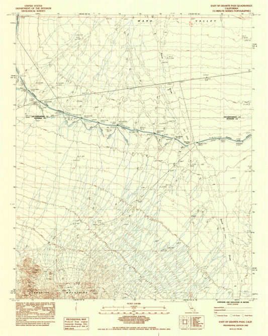 Classic USGS East of Granite Pass California 7.5'x7.5' Topo Map Image