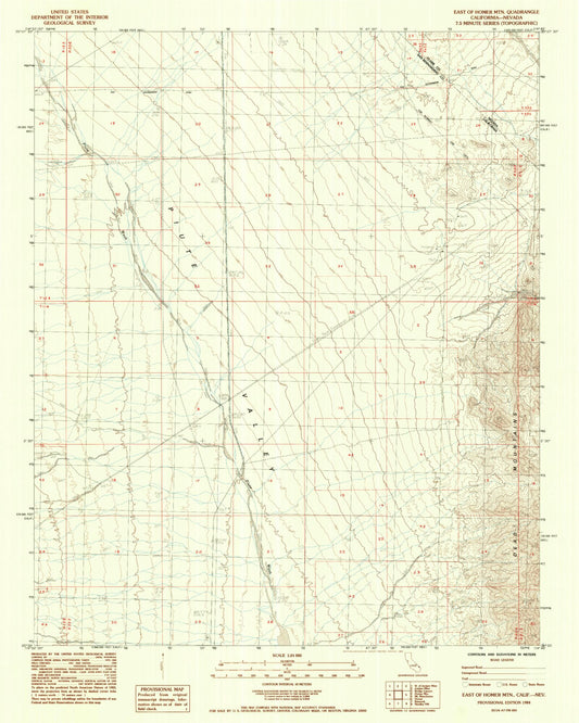 Classic USGS East of Homer Mountain California 7.5'x7.5' Topo Map Image