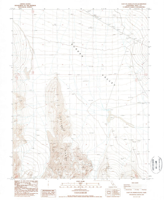 Classic USGS East of Joshua Flats California 7.5'x7.5' Topo Map Image