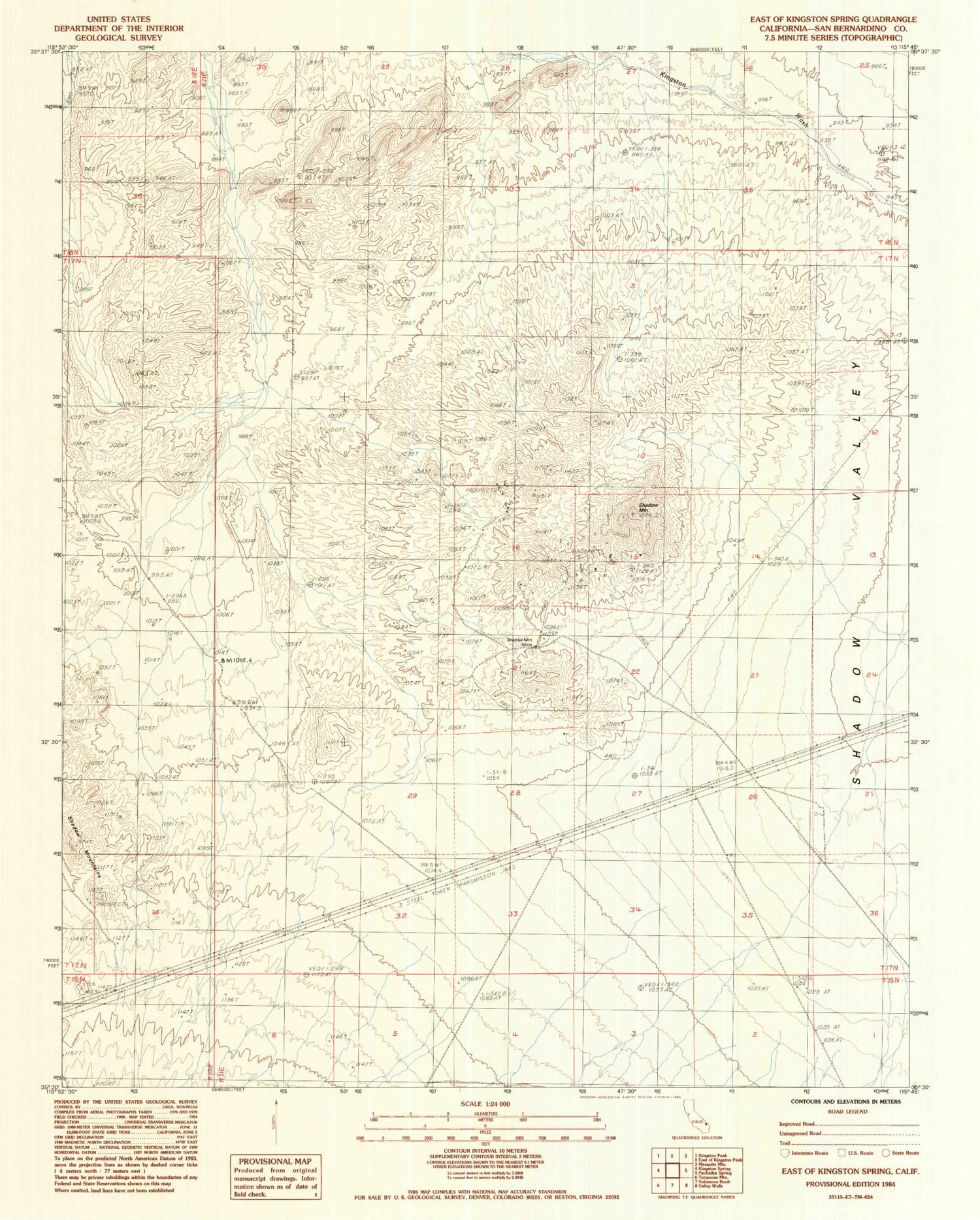 Classic USGS East of Kingston Spring California 7.5'x7.5' Topo Map Image