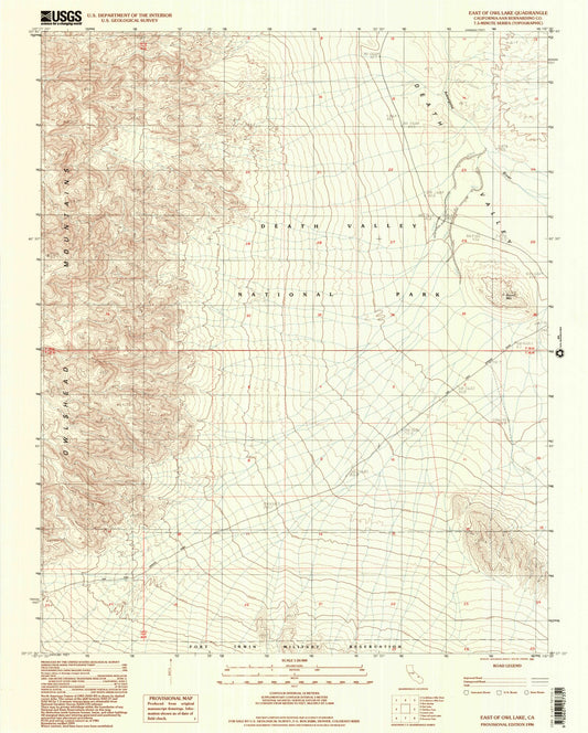 Classic USGS East of Owl Lake California 7.5'x7.5' Topo Map Image