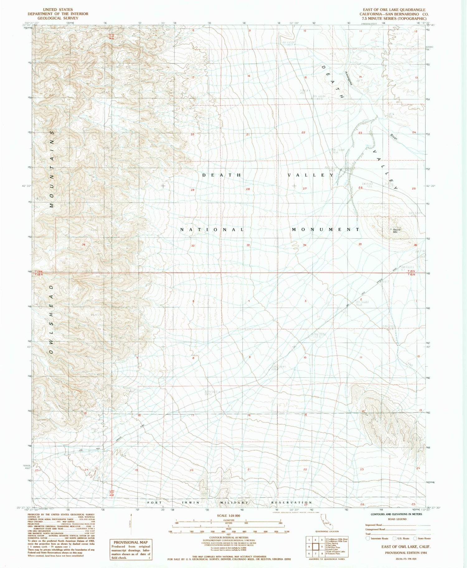 Classic USGS East of Owl Lake California 7.5'x7.5' Topo Map Image