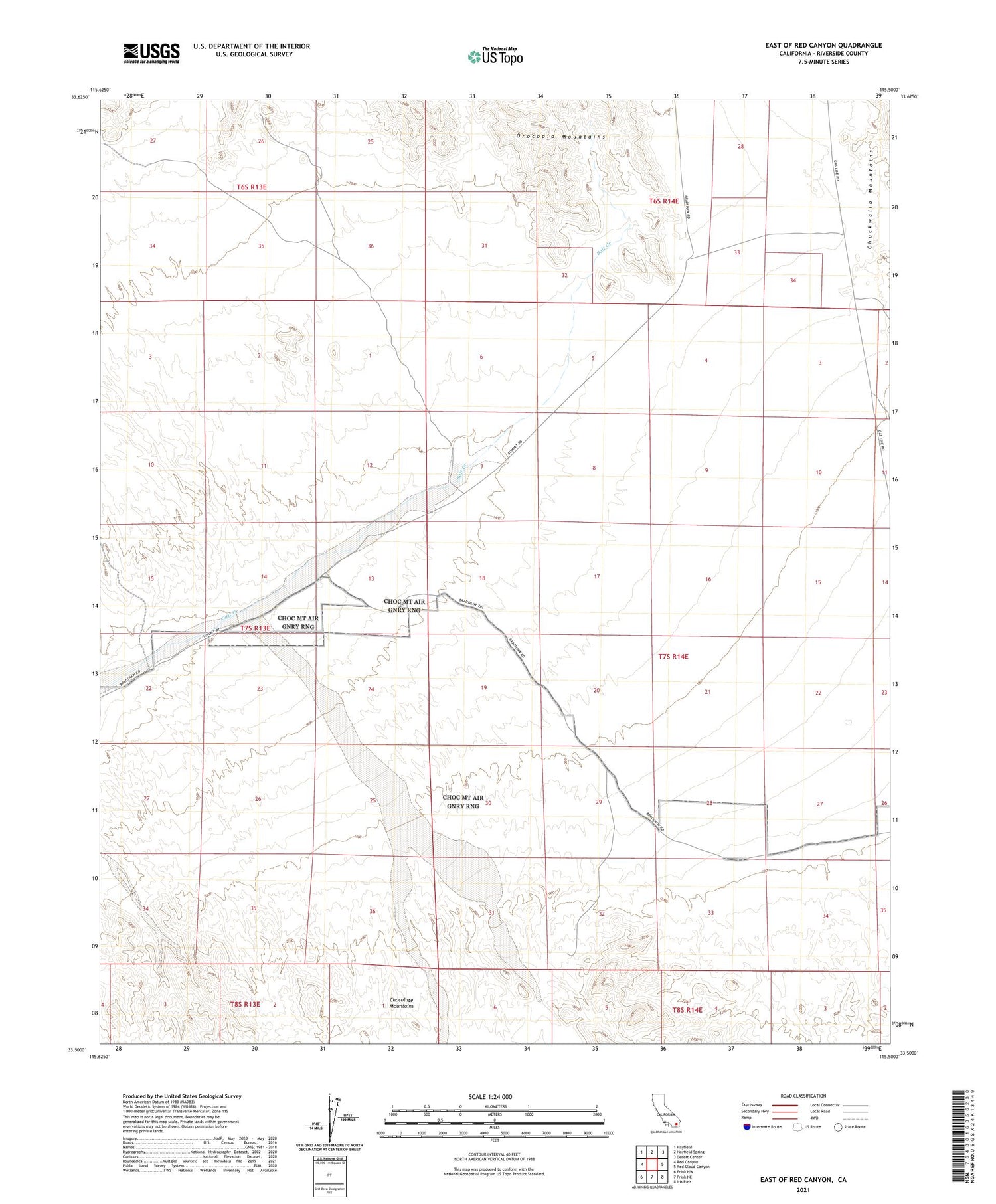 East of Red Canyon California US Topo Map Image