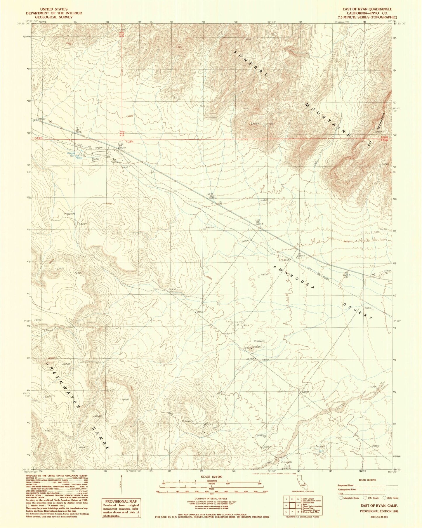 Classic USGS East of Ryan California 7.5'x7.5' Topo Map Image