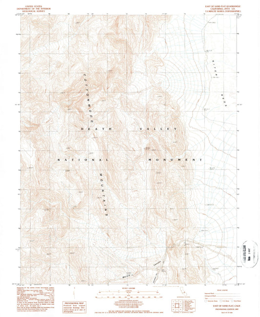 Classic USGS East of Sand Flat California 7.5'x7.5' Topo Map Image