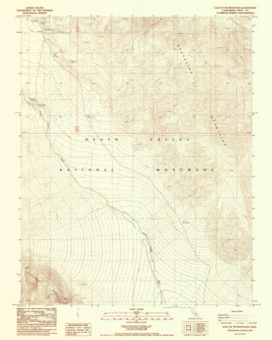 Classic USGS East of Tin Mountain California 7.5'x7.5' Topo Map Image