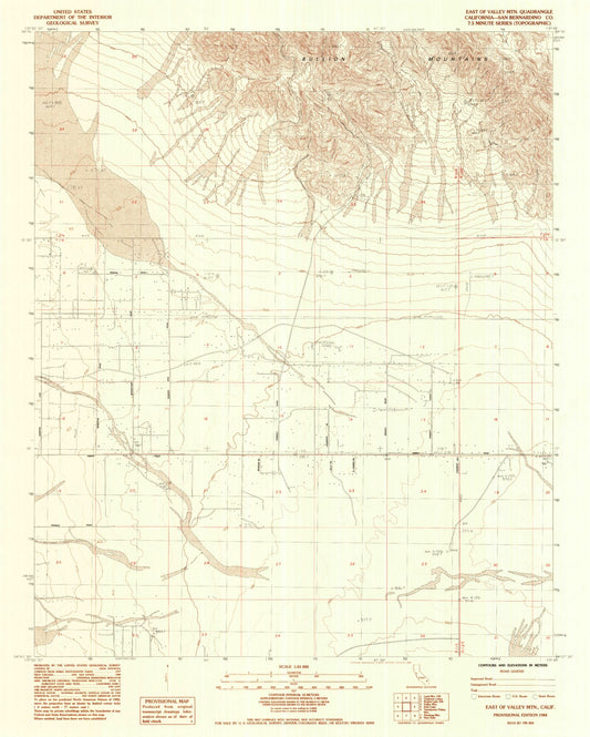 Classic USGS East of Valley Mountain California 7.5'x7.5' Topo Map Image