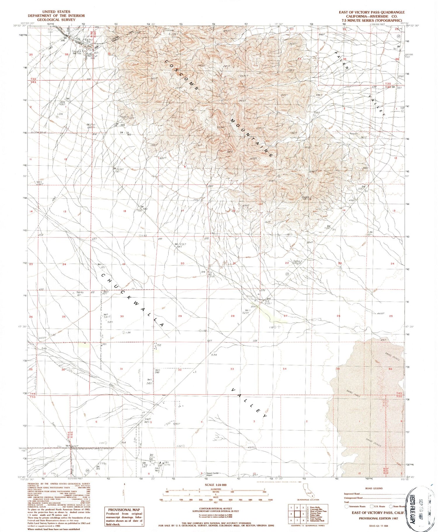 Classic USGS East of Victory Pass California 7.5'x7.5' Topo Map Image