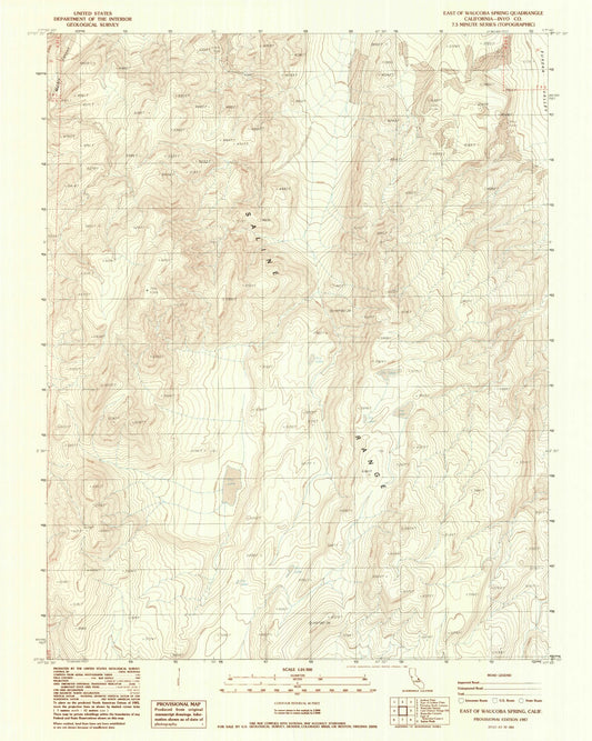 Classic USGS East of Waucoba Spring California 7.5'x7.5' Topo Map Image