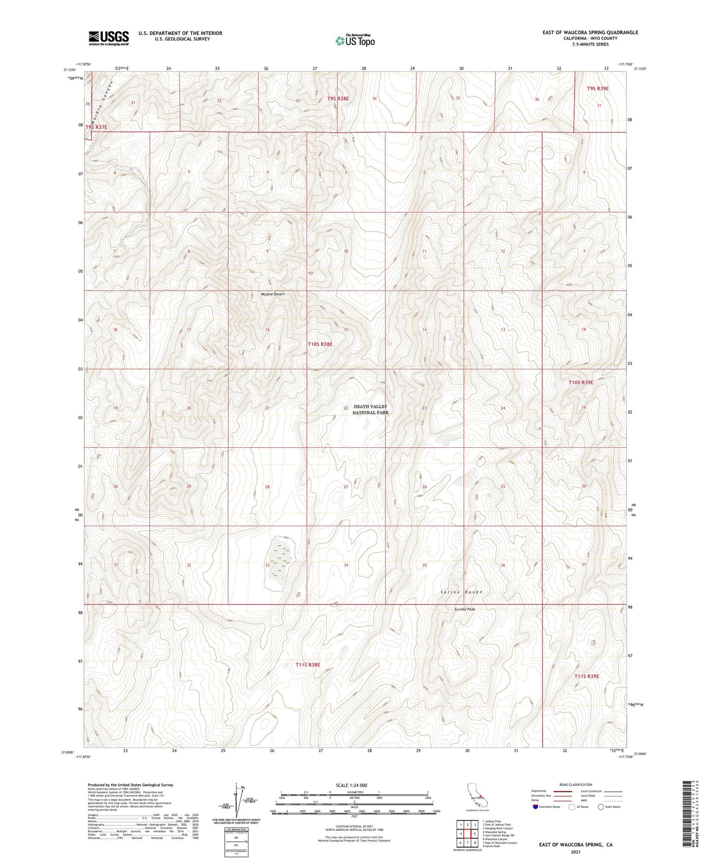 East of Waucoba Spring California US Topo Map Image