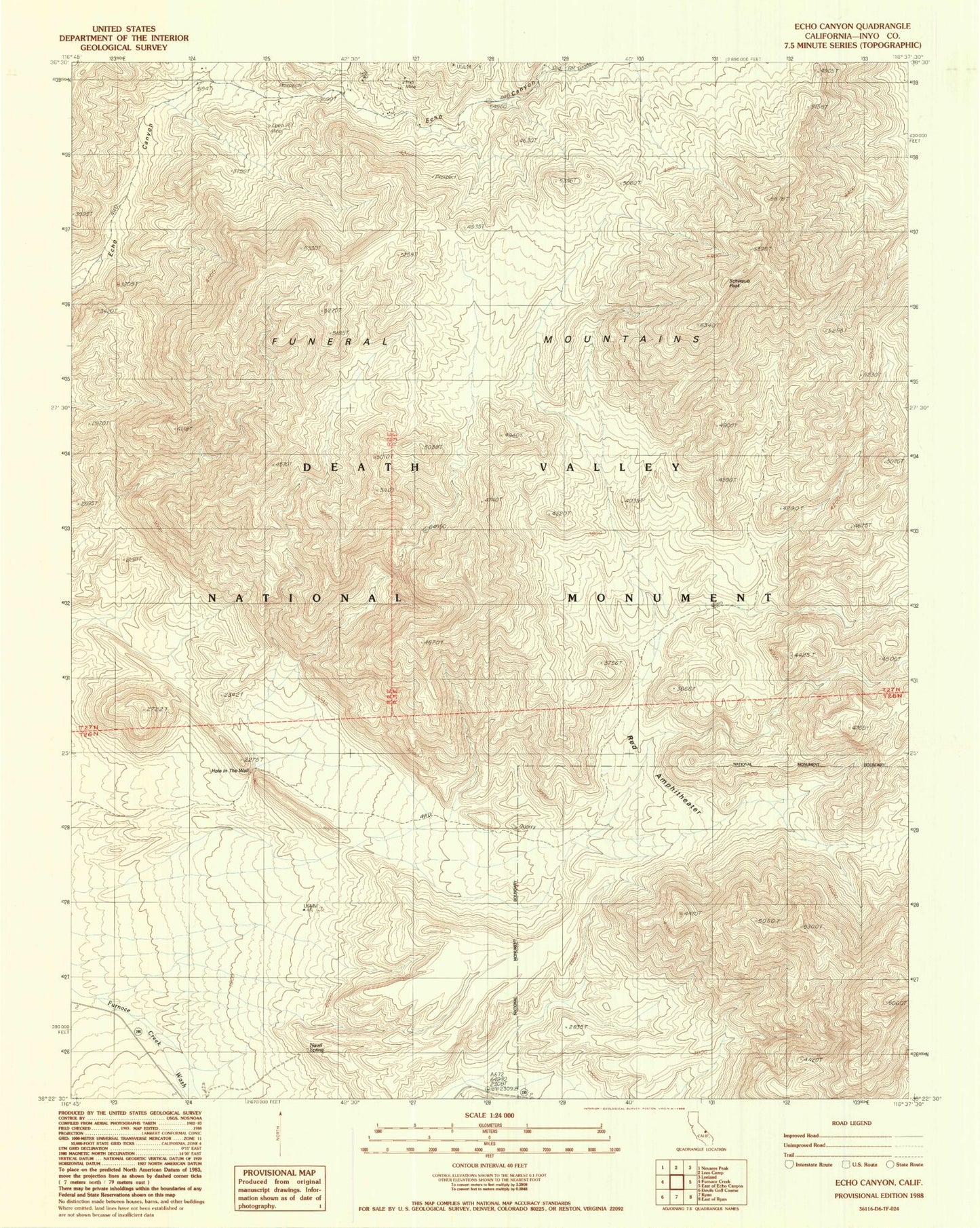 Classic USGS Echo Canyon California 7.5'x7.5' Topo Map Image