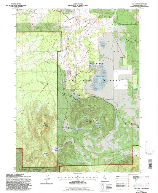 Classic USGS Egg Lake California 7.5'x7.5' Topo Map Image