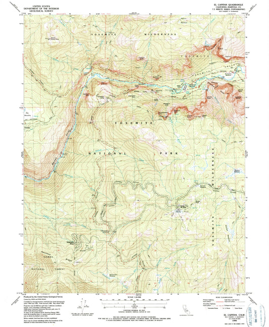 USGS Classic El Capitan California 7.5'x7.5' Topo Map Image