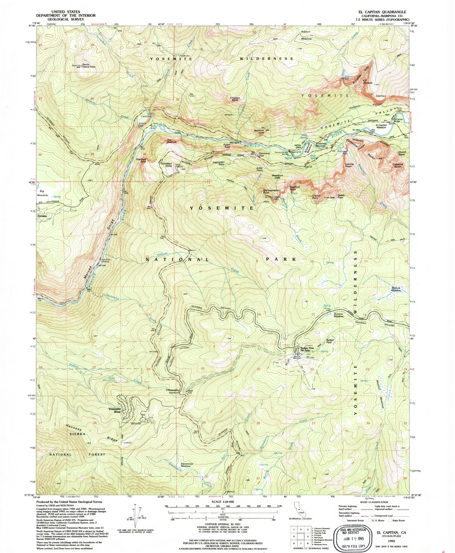 USGS Classic El Capitan California 7.5'x7.5' Topo Map Image