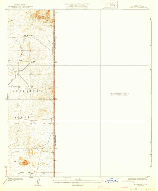 Classic USGS El Mirage California 7.5'x7.5' Topo Map Image